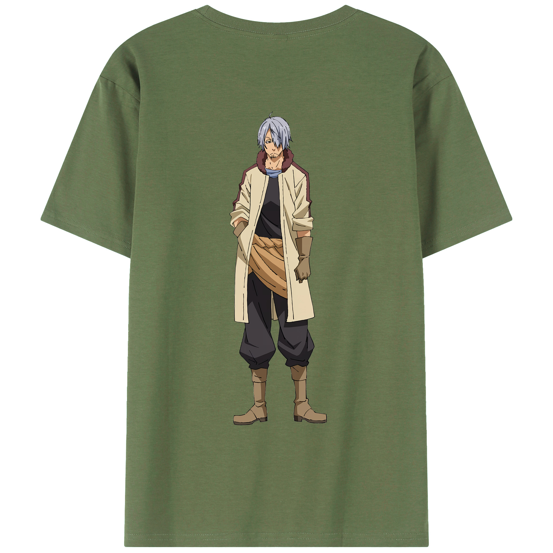 （画像用） 転スラ Regarding Reincarnated to Slime 綿100％ メンズ半袖Tシャツ（バックプリント） 通気性